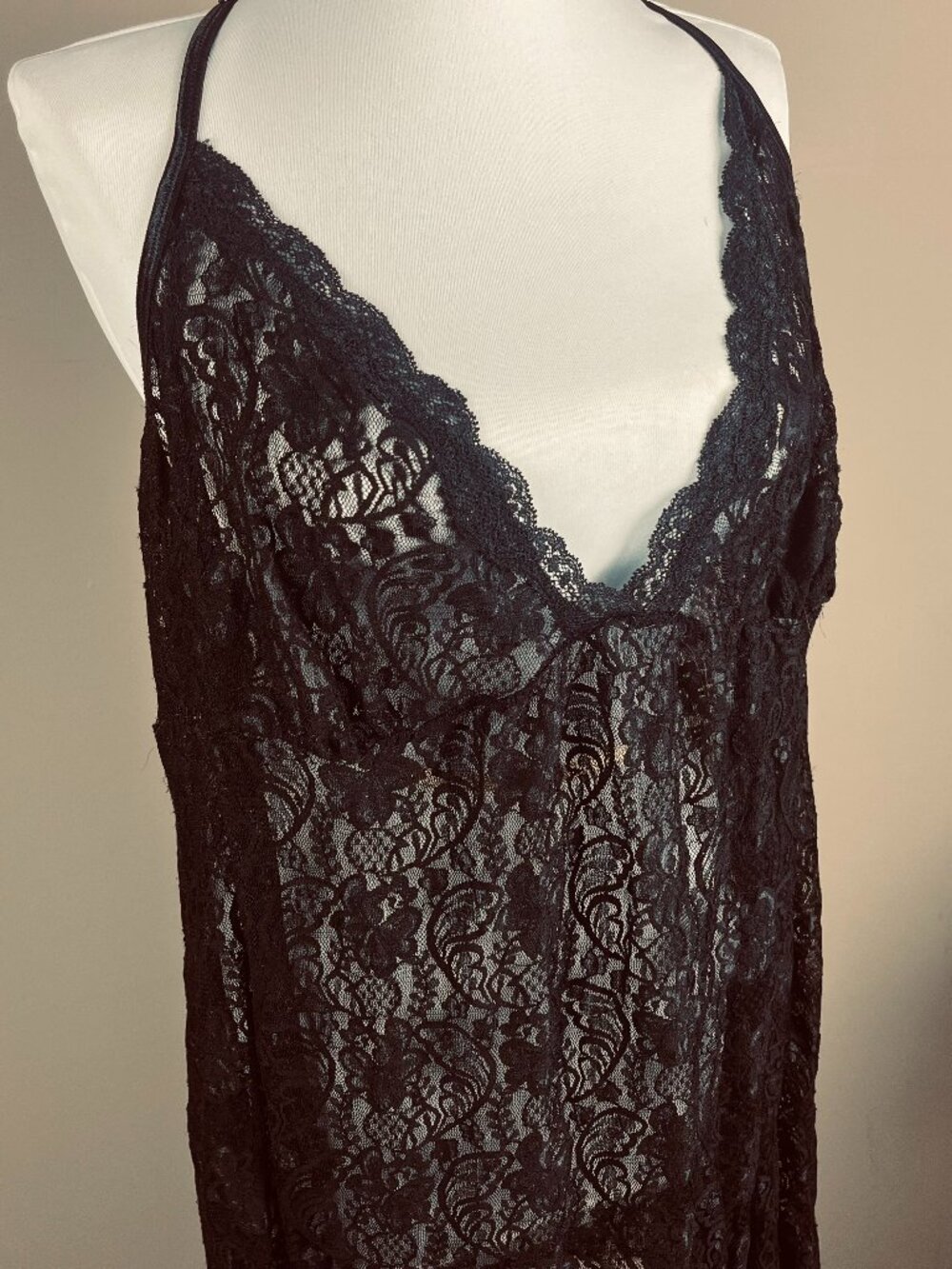 Secret Treasures Sleepwear Gown Plus Size 3X Black, Floral Lace Throughout